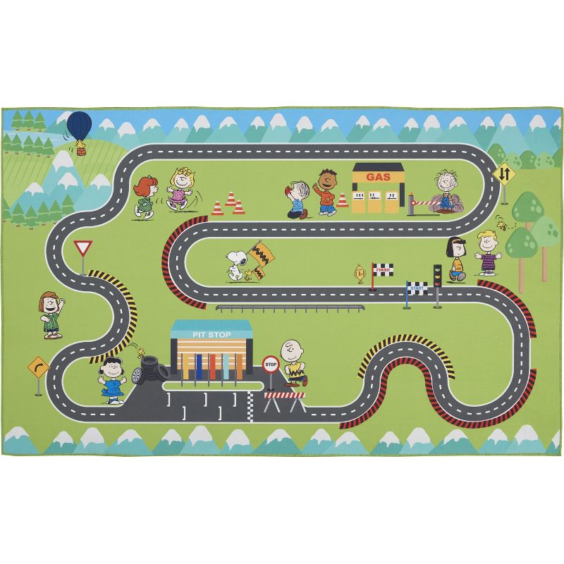Peanuts Cozy Home Playroom Roadmap Multicolor 3'3" x 5'3" Area Rug, 1 of 9