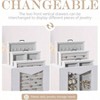 Jewelry Organizer with Transparent Window Necklace Hooks, White Display Case for Necklaces, Rings, Earrings, Bracelets - 3 of 4