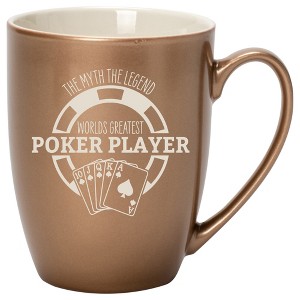 100 North Bronze Metallic Finish, 10 Ounce, Comfortably Fits Your Hands, New Bone China Coffee Tea Cup Mug, The Myth The Legend World's Greatest Poker - 1 of 1