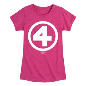 Girls' - Marvel - Fantastic Four Logo White Fitted Short Sleeve Graphic T-Shirt - 1 of 4