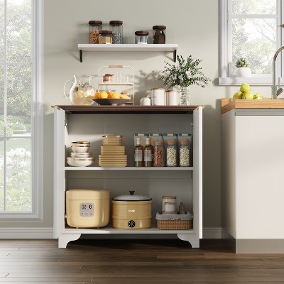 Fluted Sideboard Buffet Cabinet with Storage, 2 Door Storage Cabinet, Buffet Cabinetry with Adjustable Shelves, Load-Bearing Support Feet for Kitchen