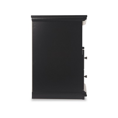 Black Contemporary 2-Drawer Nightstand with Pewter Knobs