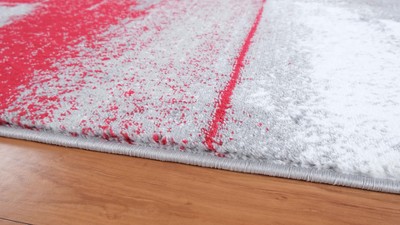 Gray 2x7 Abstract Brushstrokes Stain-Resistant Area Rug