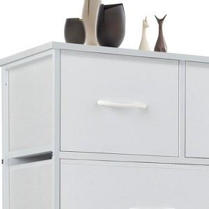 Gulches Modern Tall Fabric Storage Dresser, White, Wooden Top, 7 Drawers (4L/3M), Steel Frame, Anti-Tipping - 1 of 3