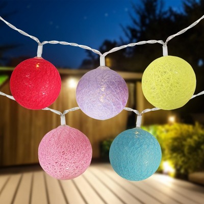 Northlight 10ct Battery Operated Yarn Ball Summer LED String Lights Warm White - 4.5' Clear Wire