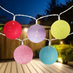 Northlight 10ct Battery Operated Yarn Ball Summer LED String Lights Warm White - 4.5' Clear Wire - 1 of 4