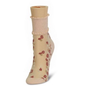 Memoi Garden Splash Women's Cotton Blend Ankle Socks Scallop Shell One Size - 1 of 2