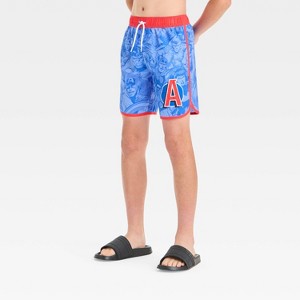 Boys' Avengers Assemble Swim Trunks - Blue - 1 of 3
