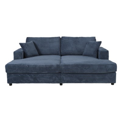 GlasFlength Sectional Sofas, Chic Convertible Couch, Space-Saving Design, Perfect for Modern Living Spaces, Blue,  86.5"*62"*34.5"