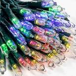 100 Multicolor LED Green Wire String Lights, Battery Powered (8 Modes, 6 Hr Timer)