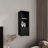 GlasFlength Decorative Storage Cabinets Accent Storage Cabinet Pima Wall Cabinet Wall Storage Shelf With 1 Door for Room, Black, 13.4"*16.1"*43.3" - 2 of 4