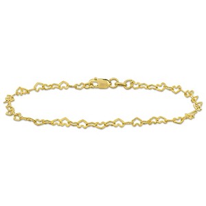 EVERLY JEWELRY | 14K Yellow Gold 2mm Heart Link Bracelet, 7.5 inch - 1 of 3