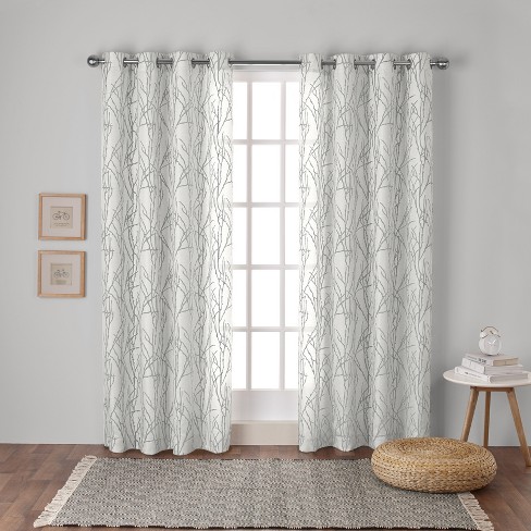 Exclusive Home Branches Linen Blend Grommet Top Curtain Panel Pair, 54 ...