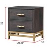 Gulches Contemporary Gray Nightstand - 2-Drawer Wooden Bedside Table with Gold Metallic Accents & Metal Handle, 23.6"W x 16"D x 25"H (Simple Assembly) - 4 of 4