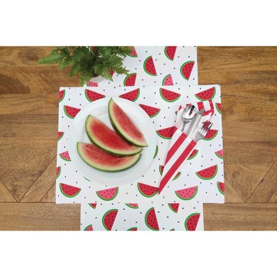 Red and White Cotton Watermelon Slice Table Runner