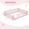 Costway Full Size Floor Bed with Full Length Safety Guardrails & Door for Boys, Girls Pink/Mint Sky/Icy Aqua/Gray/White/Natural - 3 of 4