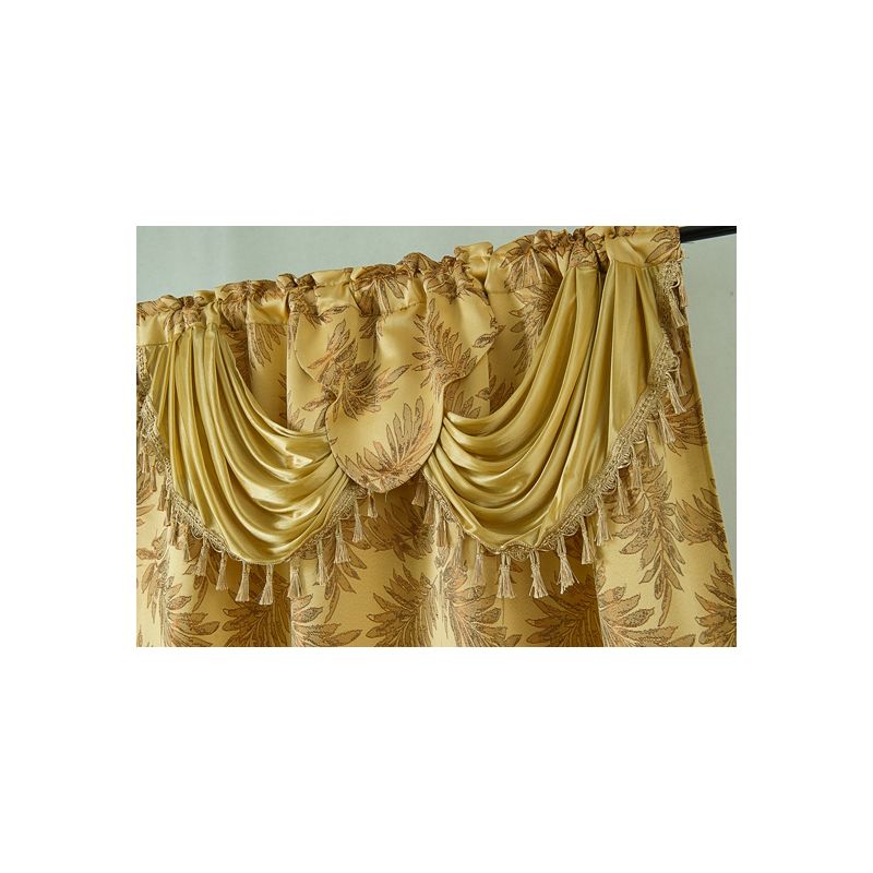 Ramallah Trading Palm Floral Textured Jacquard Single Rod Pocket Curtain Panel - 54 x 84, Gold, 2 of 7