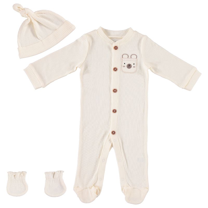 Baby Gear Baby Gear Baby Boy Clothes Matching Hat and Mittens Pajama Set for Sleep and Play, 1 of 2