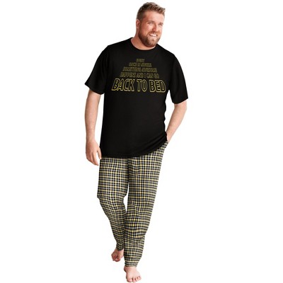 KingSize Men's Big & Tall Jersey Knit Plaid Pajama Set - Tall - 4XL, Black  Buffalo Check