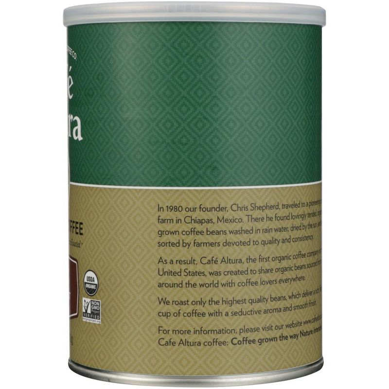 Cafe Altura Organic Ground Coffee Dark Roast - Case of 6/12 oz Canisters, 4 of 6