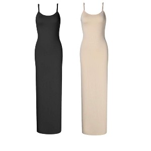 Women Full Slip Under Dresses Sleeveless Adjustable Spaghetti Strap Cami Maxi Dress Nightgowns Sleepwear - 1 of 1