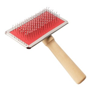 Unique Bargains Metal Wooden Handle Self Cleaning Pet Hair Grooming Brush Red 1 Pc - 1 of 3