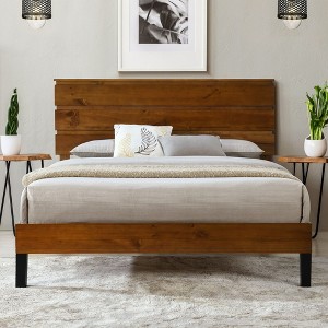 NicBex Modern King Platform Bed Frame with 3-Piece Headboard,Mid-Century Solid Wood Platform Bed Frame,No Box Spring Needed,Easy Assembly,Brown - 1 of 4