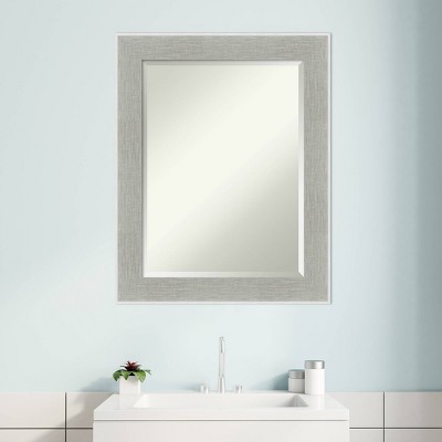 Glam Silver Rectangular Wall Mirror with Linen Frame