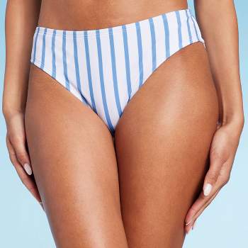 Women's Striped Low-Rise Full Coverage Bikini Bottom - Shade & Shore™ Blue