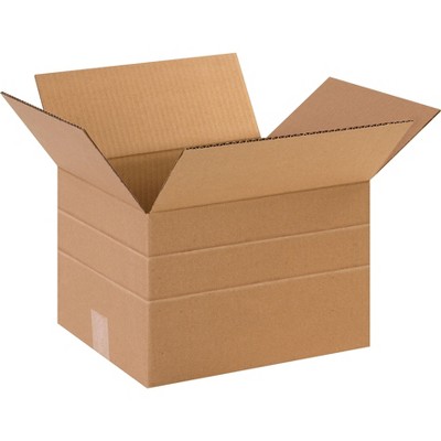 The Packaging Wholesalers 12" x 10" x 8" Multi-Depth Shipping Boxes Brown 25/Bundle (MD12108)