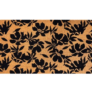Briarwood Lane Everyday Coir Doormat 30x18 Black Flowers Coir Doormat - 1 of 3