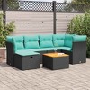 vidaXL 7 Piece Patio Sofa Set with Cushions Black Poly Rattan - 2 of 4