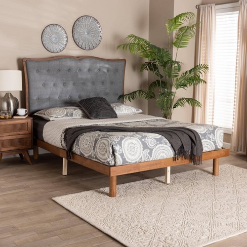 Baxton Studio Queen Elitia Fabric And Wood Platform Bed Gray