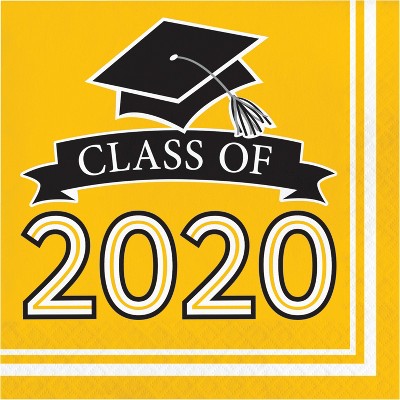 108ct Class Of 2020 Grad Napkins Yellow