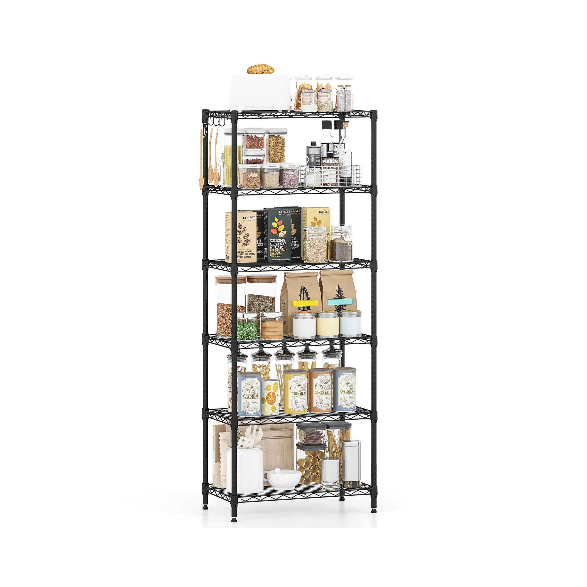 Costway 6-Tier Metal Storage Shelving Unit 900 LBS Storage Organizer with V-Shaped Rack