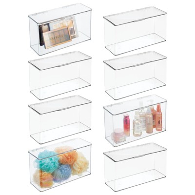 mDesign Stackable Bathroom Storage Box with Lid - Container for