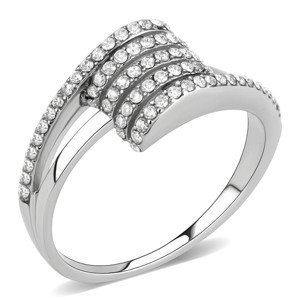 Slickblue Women's Stainless Steel Ring with Clear CZ - No Plating - Pave Setting - April Birthstone - Size 5-10 - 1 of 4