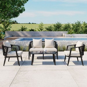 CAVINAS Patio Table and Chairs Set, Comfortable Outdoor Patio Set, Modern All-Weather Porch Furniture Sets for Garden - 1 of 4