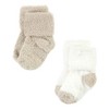 Hudson Baby Infant Boy Cozy Chenille Newborn and Terry Socks, Gray Taupe Stripe - 4 of 4