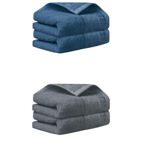 Unique Bargains Plaid Pattern Highly Absorbent Towel for Bathroom Camping Gym 4 Pcs - 1 of 4