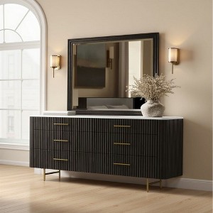 Royal Hampton Dresser Mirror, Espresso Brown Wood, Sleek Rectangular Frame 36x42 - 1 of 4