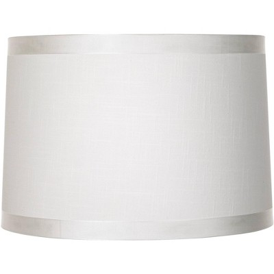 Brentwood Off White Fabric Medium Drum Lamp Shade 15" Top x 16" Bottom x 11" High (Spider) Replacement with Harp and Finial