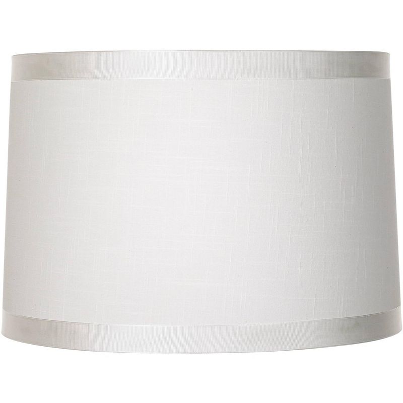 Springcrest White Fabric Medium Drum Lamp Shade 15" Top x 16" Bottom x 11" High (Spider) Replacement with Harp and Finial, 1 of 10