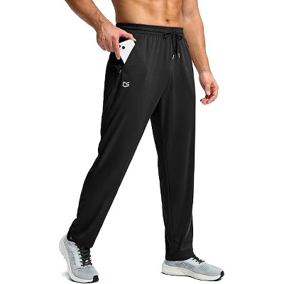 Lomsoe Men's Sweatpants with Zipper Pockets Lightweight Mesh Athletic Pants for Men Open Bottom Workout Gym Running