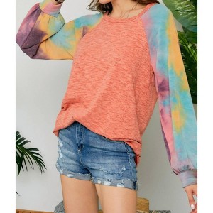 Women's Raglan Sleeve Tie Dye Tunic - ADORA - 1 of 2