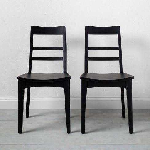 2pk Wood Ladder Back Dining Chair Set Black Hearth Hand with Magnolia