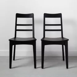 2pk Wood Ladder Back Dining Chair Set - Black - Hearth & Hand™ with Magnolia