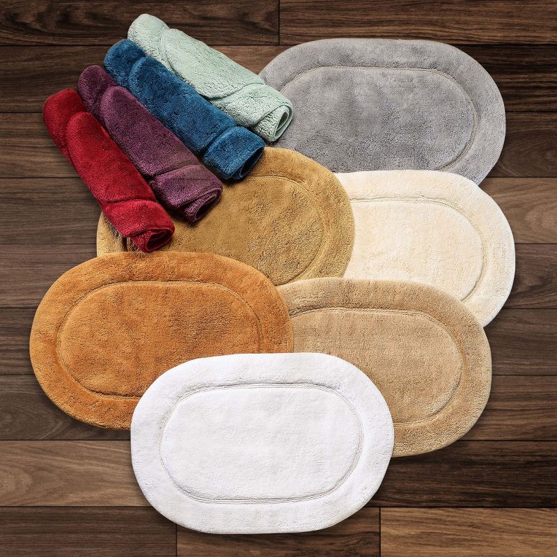 Plush and Absorbent Non-Slip Cotton Oval 2-Piece Bath Rug Set by Blue Nile Mills, 3 of 8