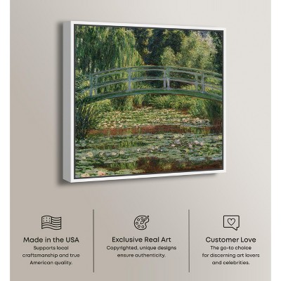 Monet - The Japanese Footbridge and the Water Lily Pool Giverny Canvas Impressionism Wall Art by Art Remedy Framed