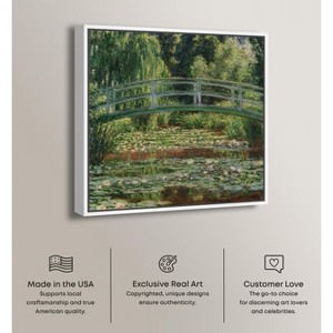 Monet - The Japanese Footbridge and the Water Lily Pool Giverny Canvas Impressionism Wall Art by Art Remedy Framed - 1 of 4